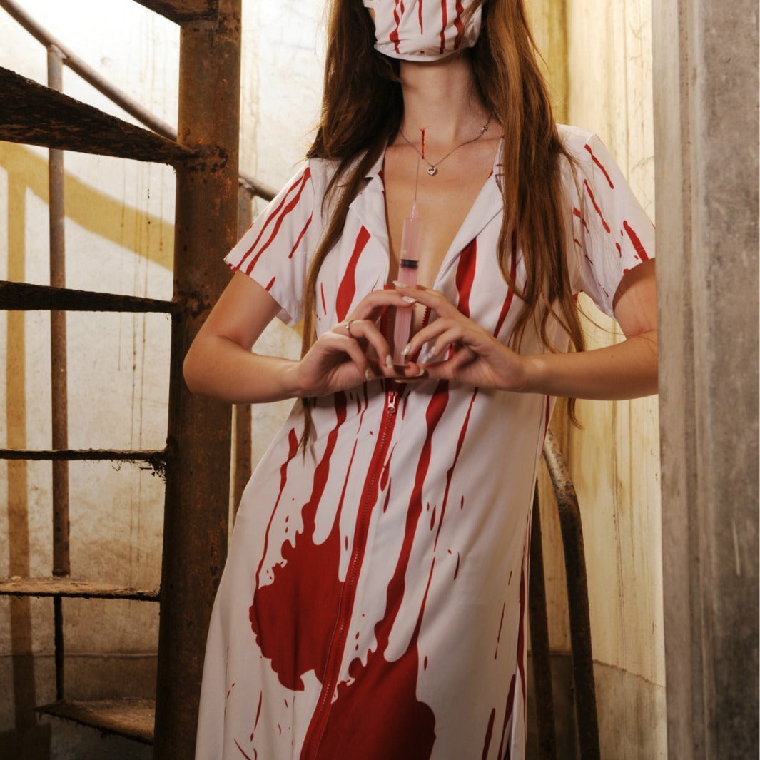Vampire Women Nurse Costume Role Playing Game Uniform Halloween Sexy Lingerie Ghost Nurse DestGlow