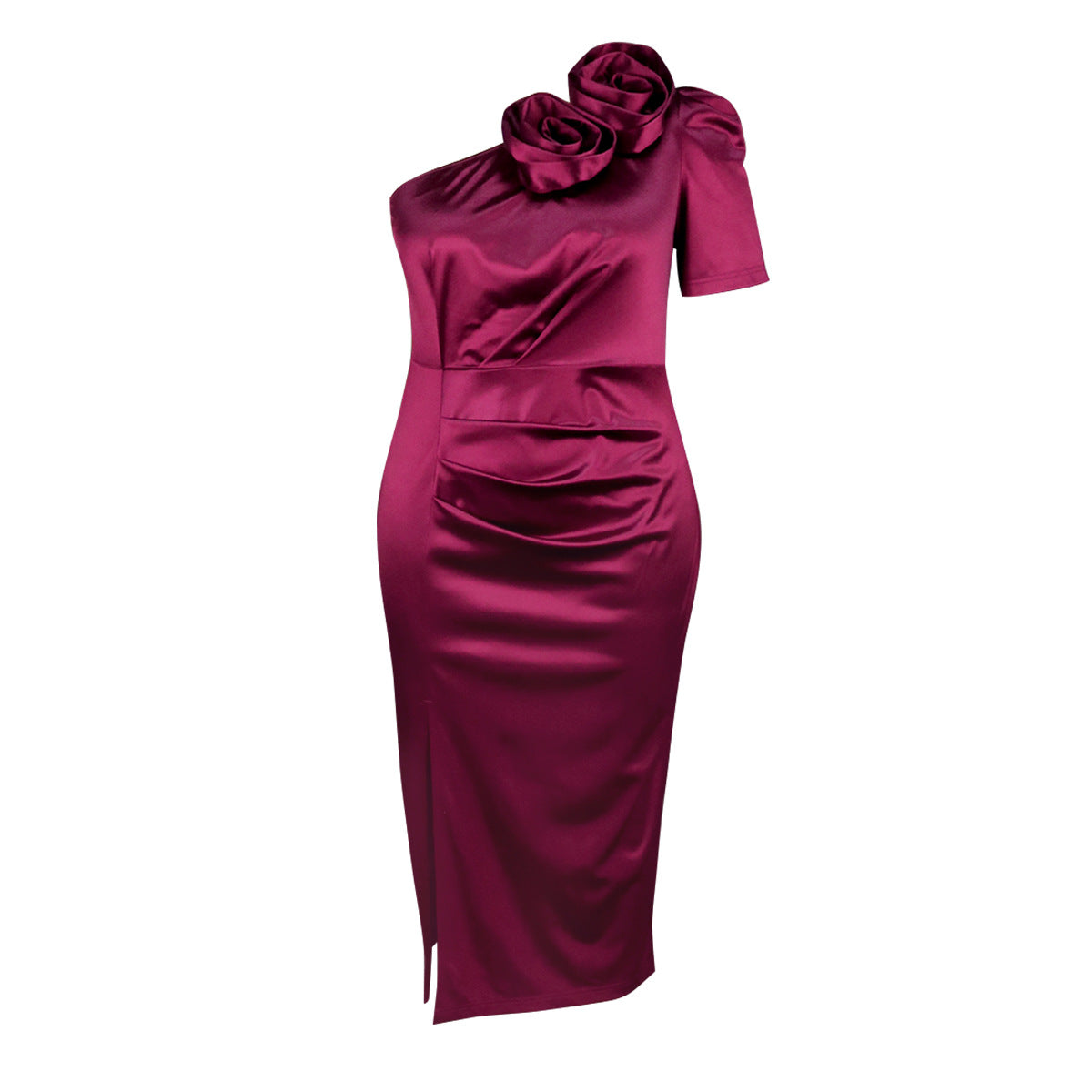 One Shoulder Collar Dress Elegant Party Cocktail Floral Dress by Ragazza