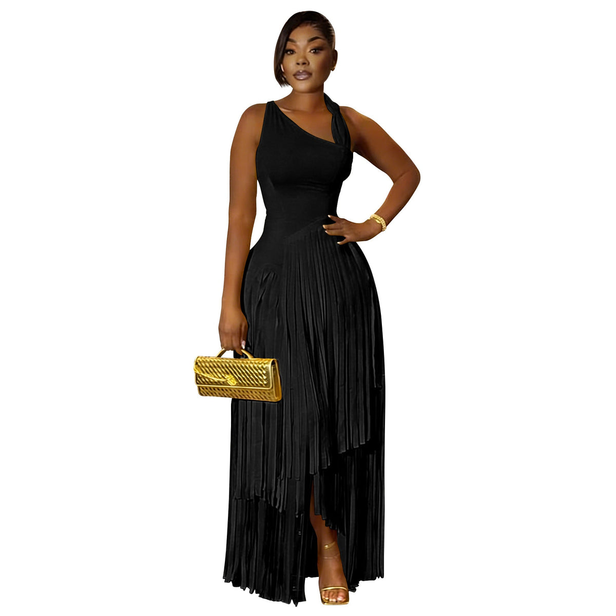 Women Clothing Solid Color Tassel Dress Elegant Slim Dress DestGlow