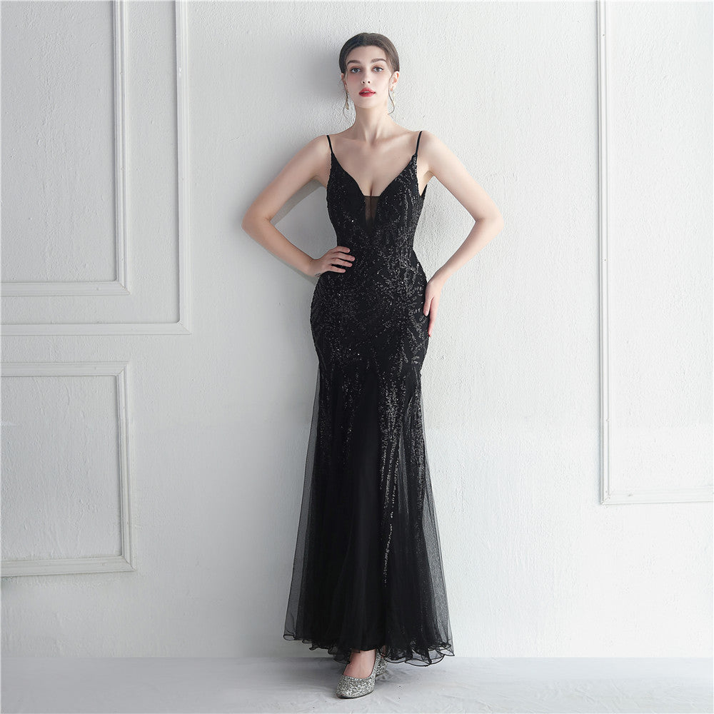 Popular Mesh Beads Sequined Dress Long Evening Dress Star Event Exhibition Stage by Ragazza