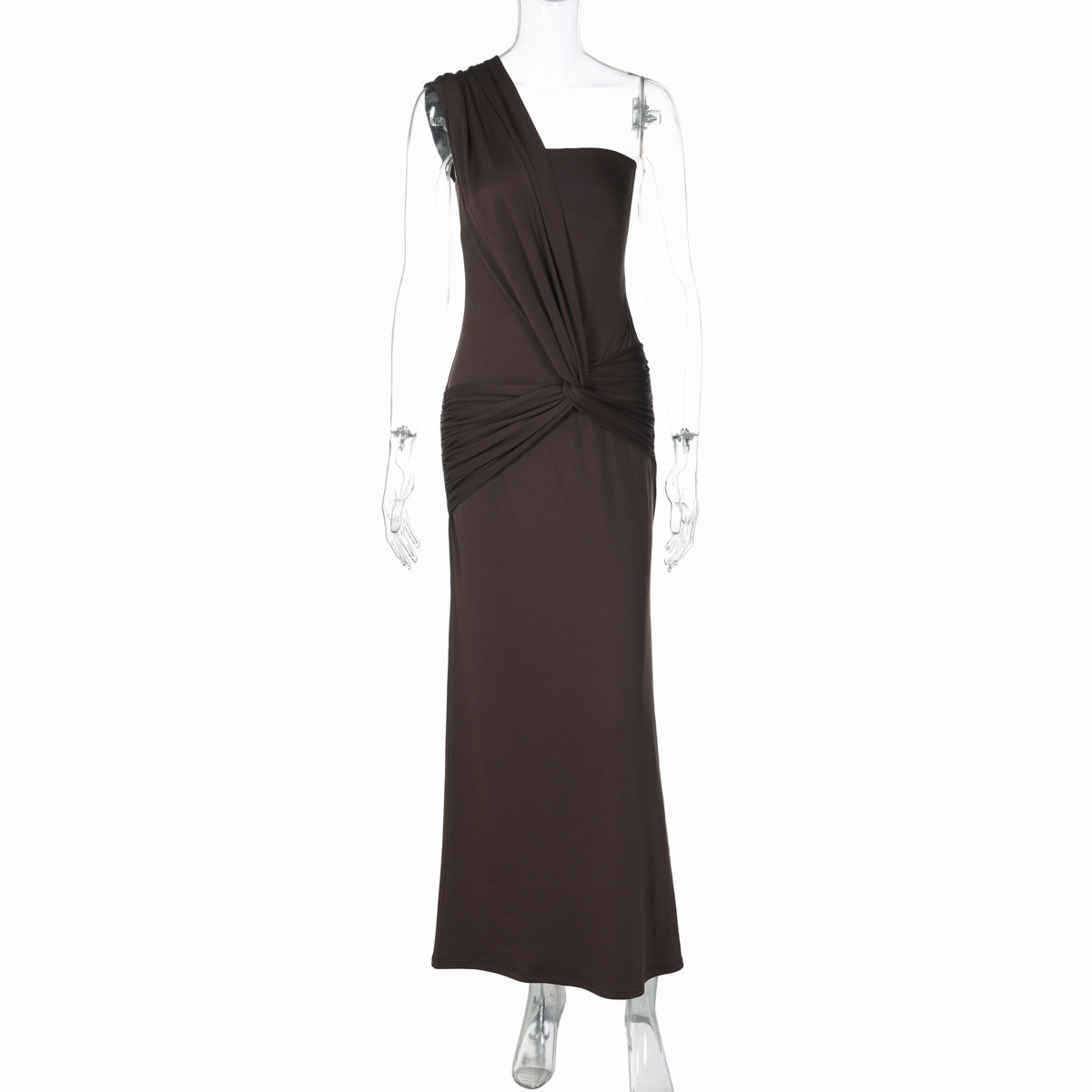 Women Clothing Winter Sexy Side Hollow Out Cutout Cross Strap One Shoulder Dress by Ragazza