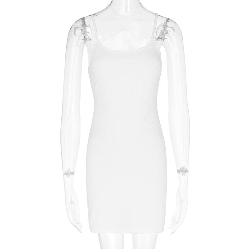 Summer Women Solid Color Cami Dress Sexy Slim Hip Dress by Ragazza