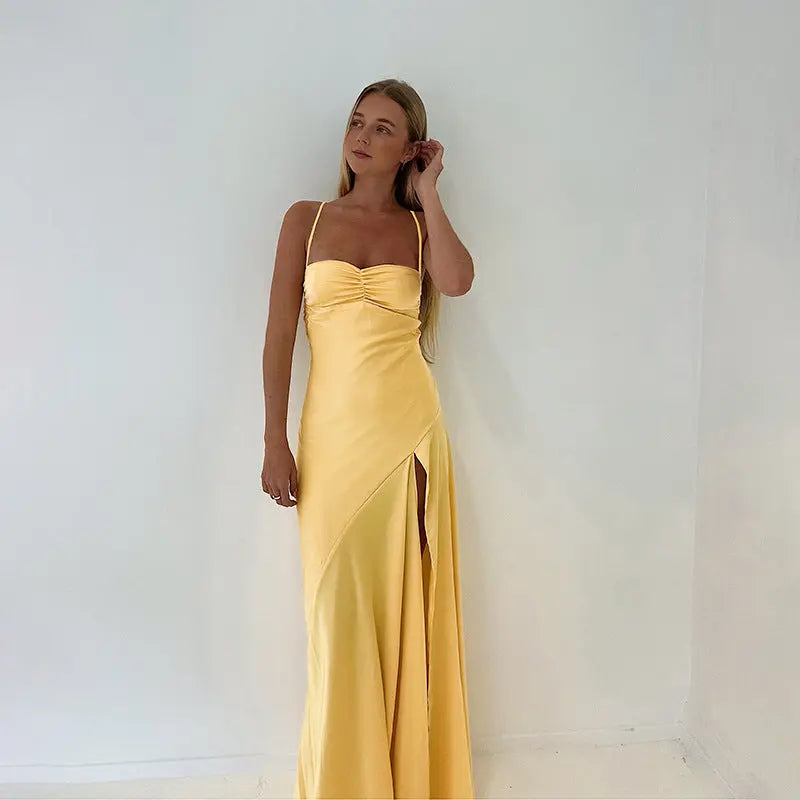 Autumn Socialite Camisole Dress Split Slimming Maxi Dress for Women