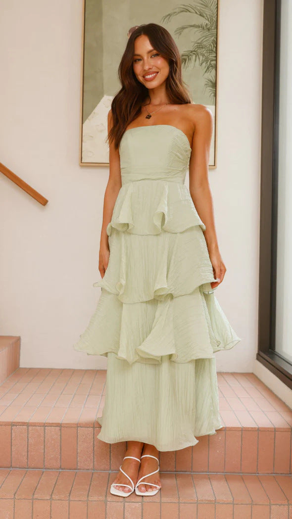 Summer Sexy Tube Top Backless Tiered Dress by Ragazza