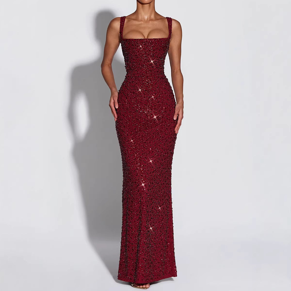 Women Clothing Dress Sequin Sling Evening Dress Dinner Sexy Dress Slim Fit Backless Maxi Dress DestGlow