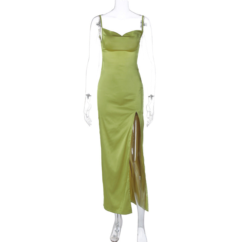 Women Clothing Summer Sexy Backless Slim Fit Split Sling Dress by Ragazza