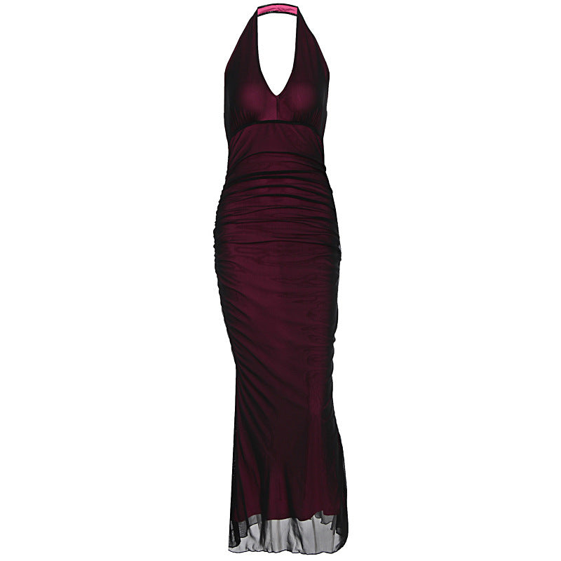 Women Clothing Summer Sexy Halter Mesh Sexy Sleeveless Dress by Ragazza
