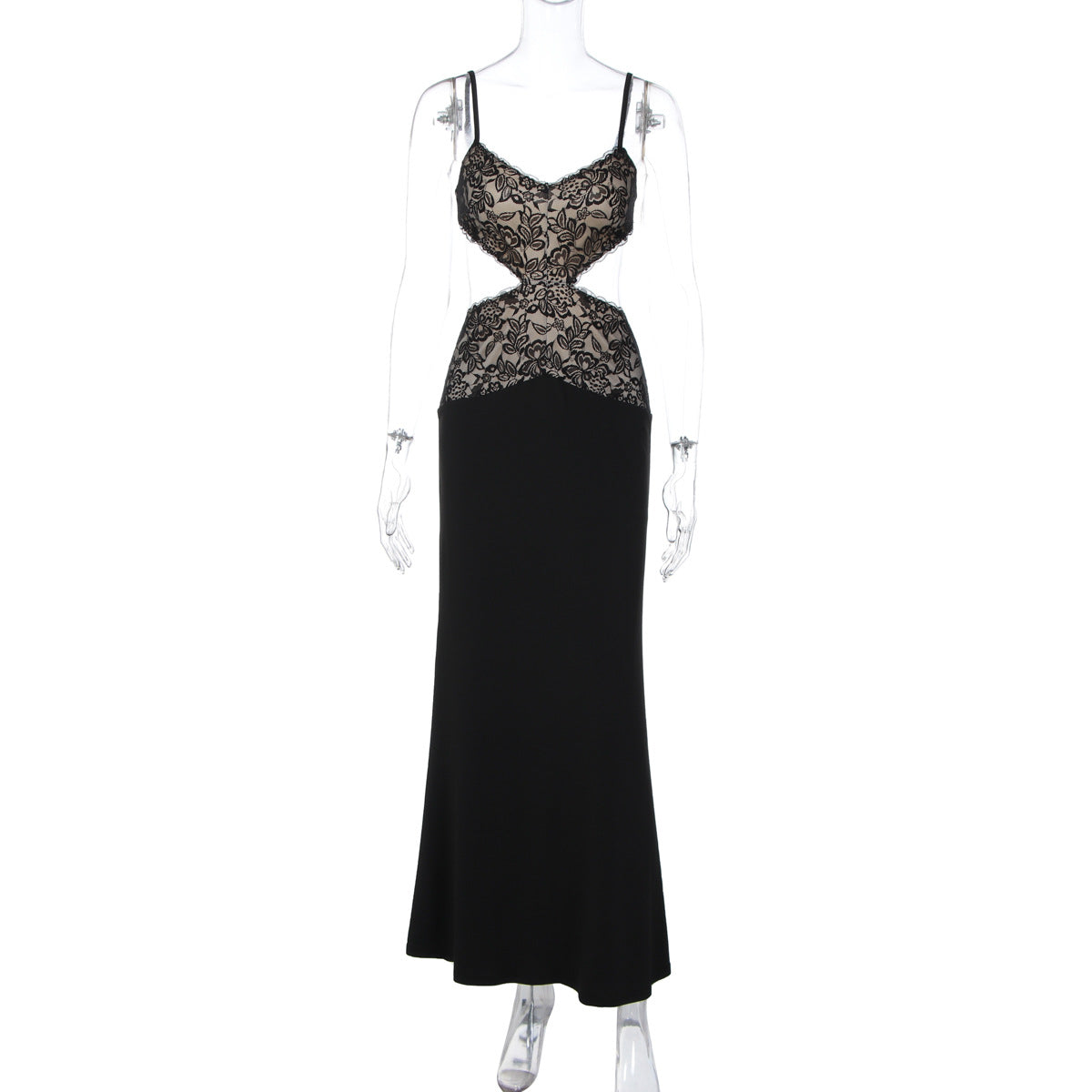 Women Clothing Autumn Sexy Hollow Out Cutout out Lace Splicing Sling Sheath Dress for Women by Ragazza