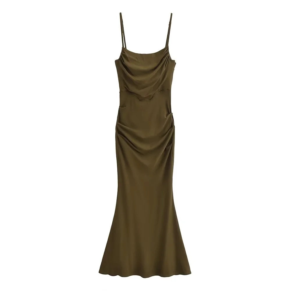 Sexy Sexy Pleated Boning Corset Strap Dress Summer Waisted Slim Fit Package Hip Dress by Ragazza