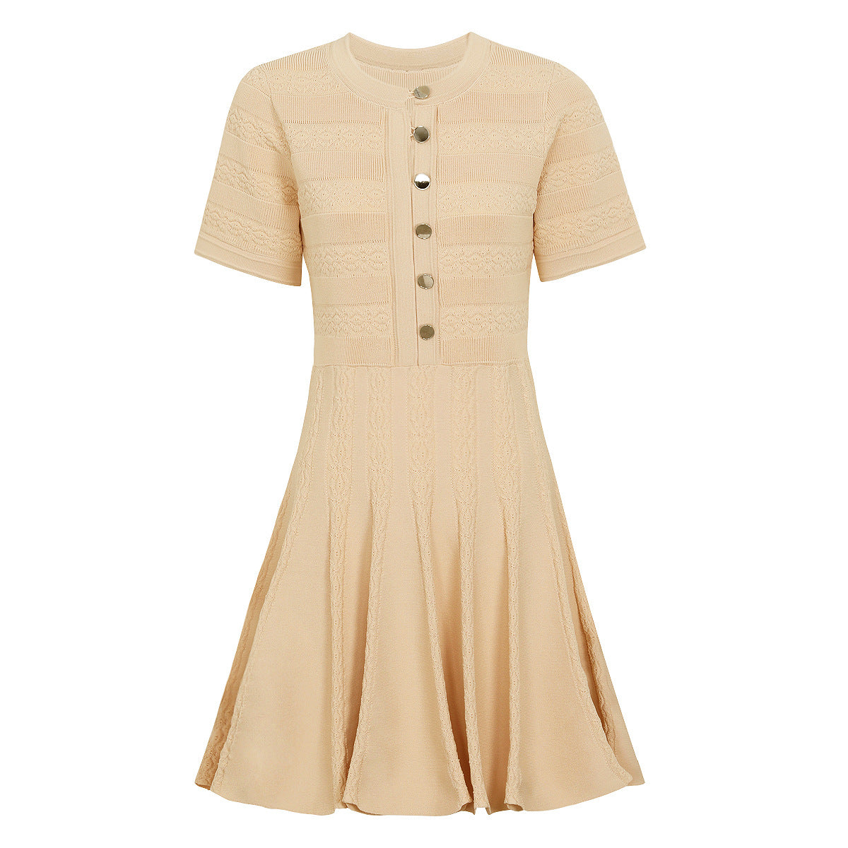 Summer Fashionable Knitted Heavy Industry Slim Fit Slimming Short Sleeve Dress for Women DestGlow