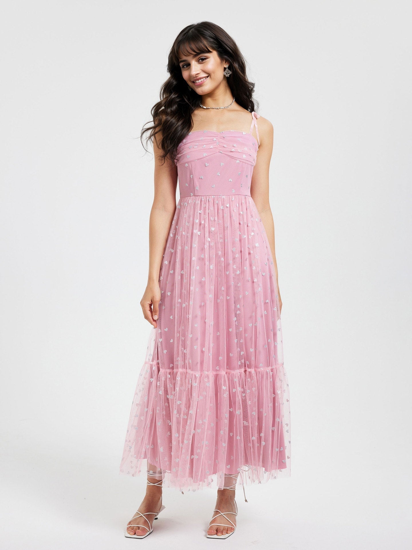 Graceful Summer Mesh High Waist Tied Dress