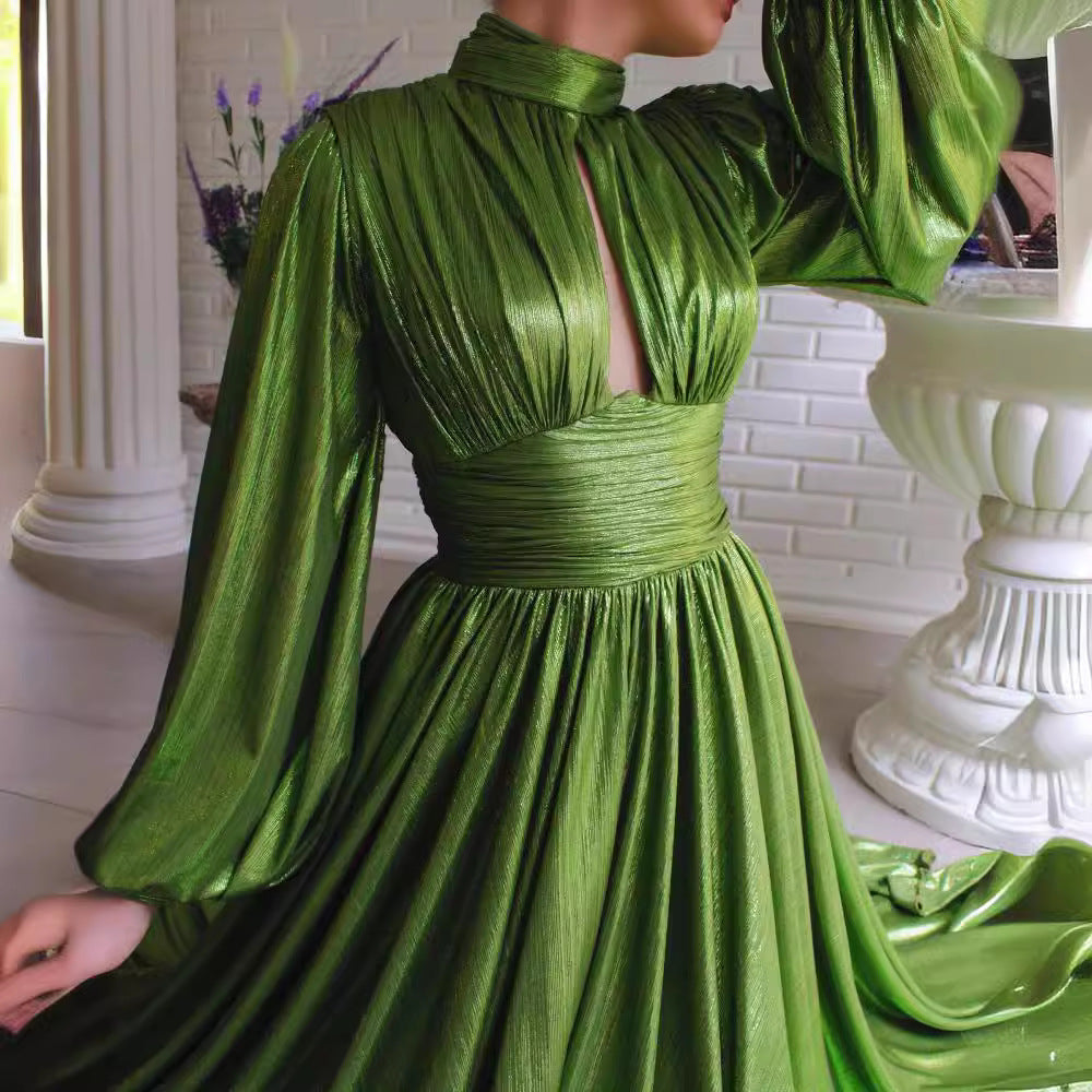 Spring Summer Popular Color Tight Waist Halter Large Swing Sexy Avocado Green Dress Maxi Dress for Women by Ragazza
