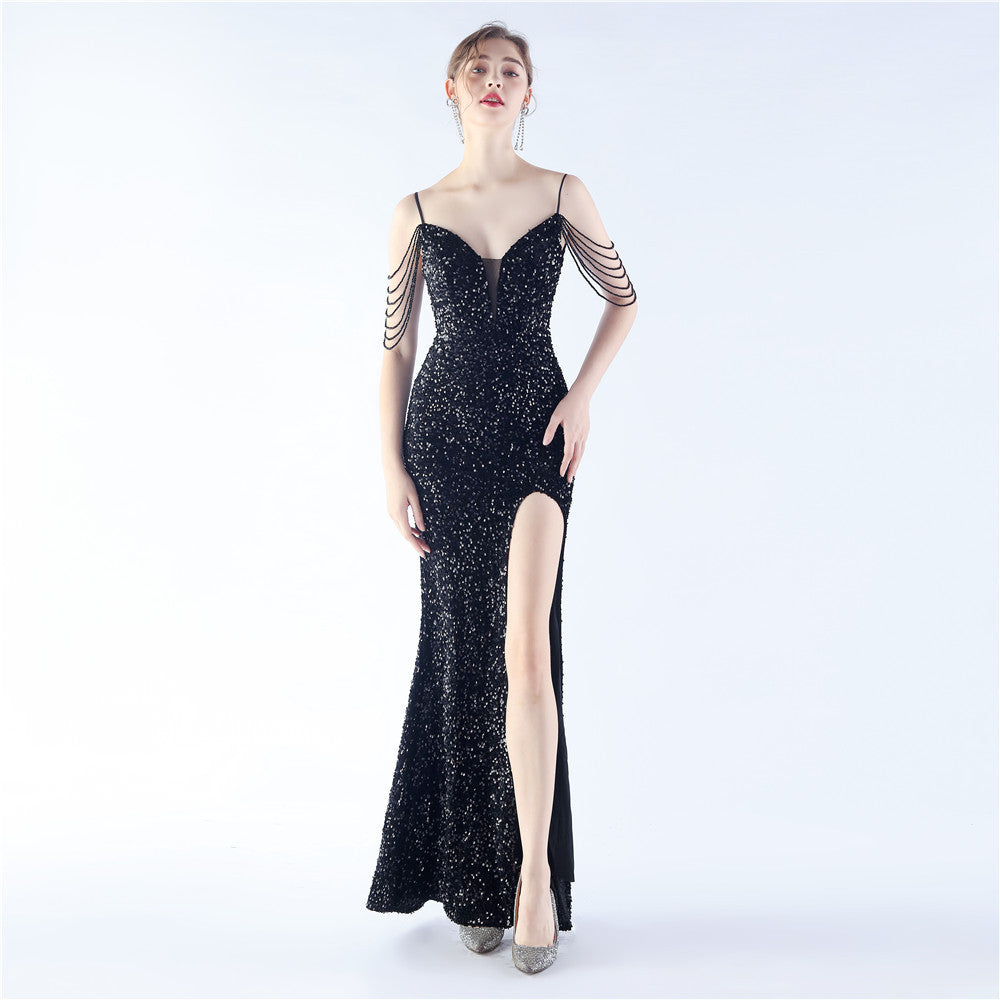 Velvet Bottom Handmade Sequin Craft Beads Sequ Dress by Ragazza