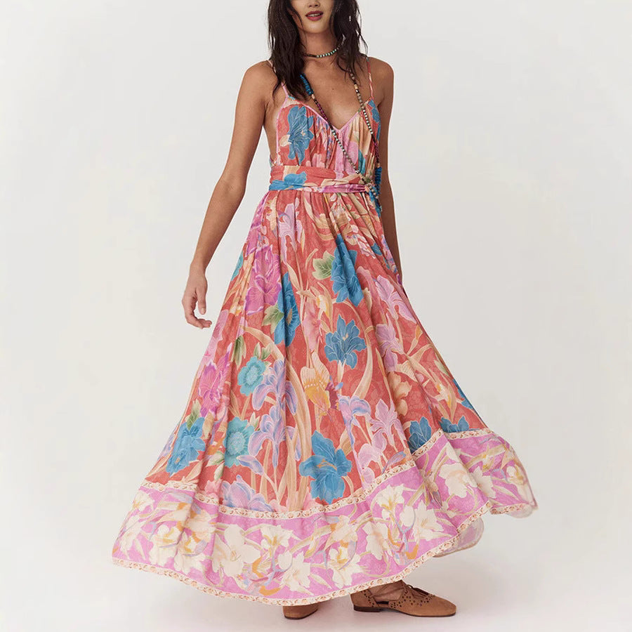 Summer Positioning Printing Slip Dress Loose Casual Holiday Dress Women DestGlow
