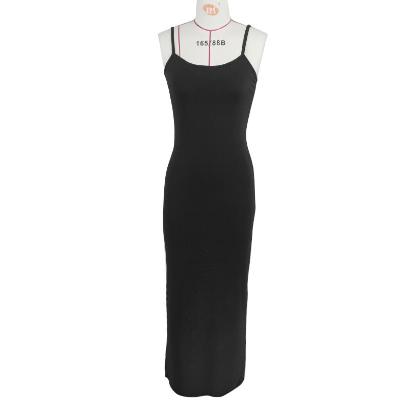 Summer Women Dress Solid Color Dress Comfort Casual Strap Dress by Ragazza