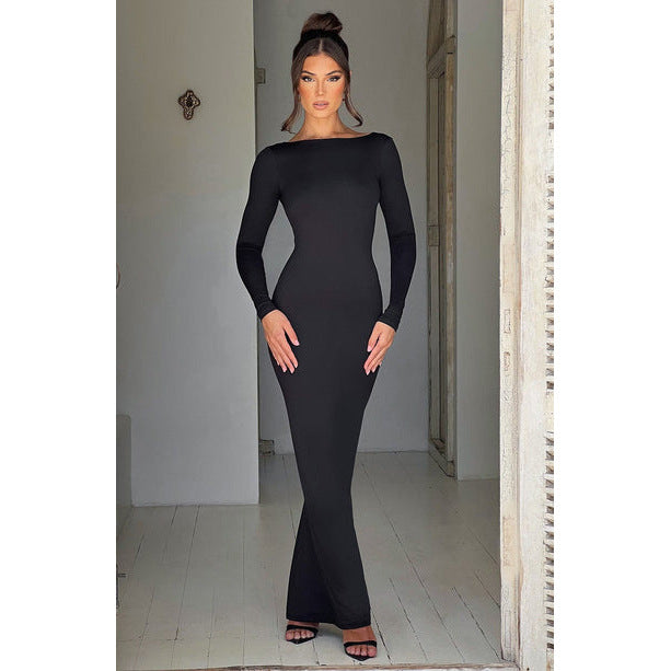 Slim Fit Long Sleeve Backless Sexy Hip Bag Dress by Ragazza