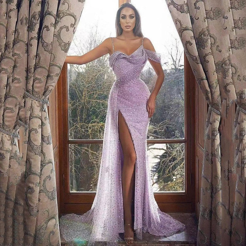 Arrival Women Clothing Dress Cami Dress Split Sequined Irregular Asymmetric Evening Dress by Ragazza