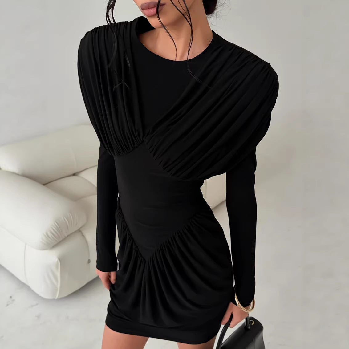 Niche Black Elegant Dress Slim Waist Spring Women Clothing by Ragazza