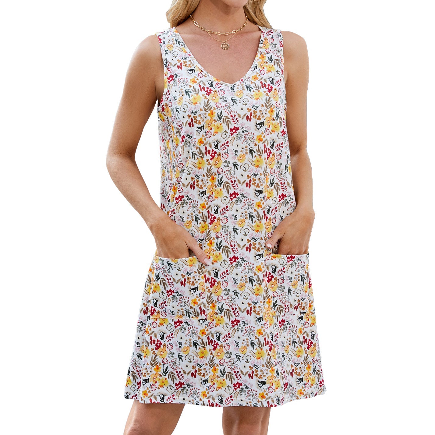 Spring Summer Printed Sling Loose Casual Sleeveless Dress by Ragazza