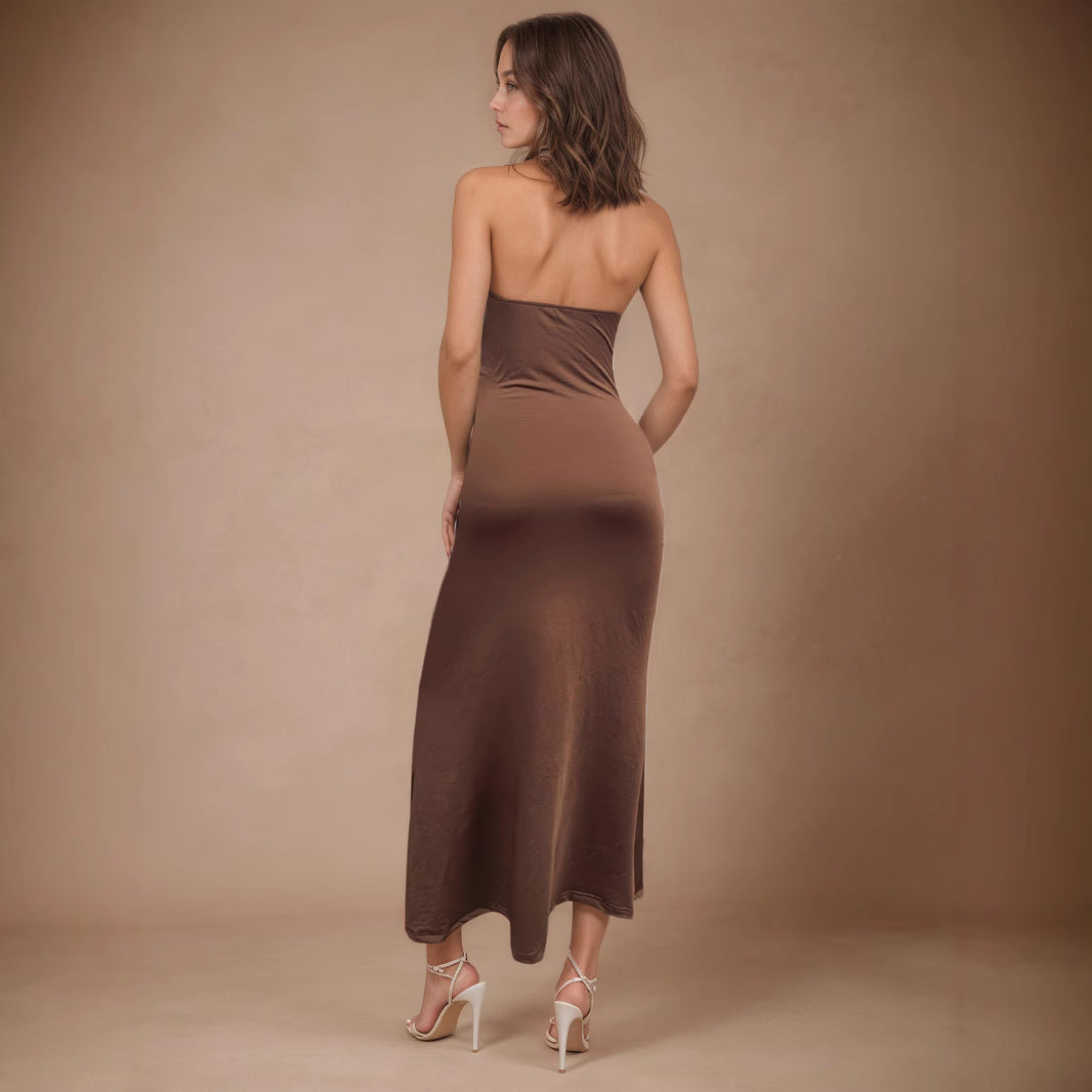 V neck Elegant Halter Dress Women Summer High Grade Sexy Sheath Dress by Ragazza