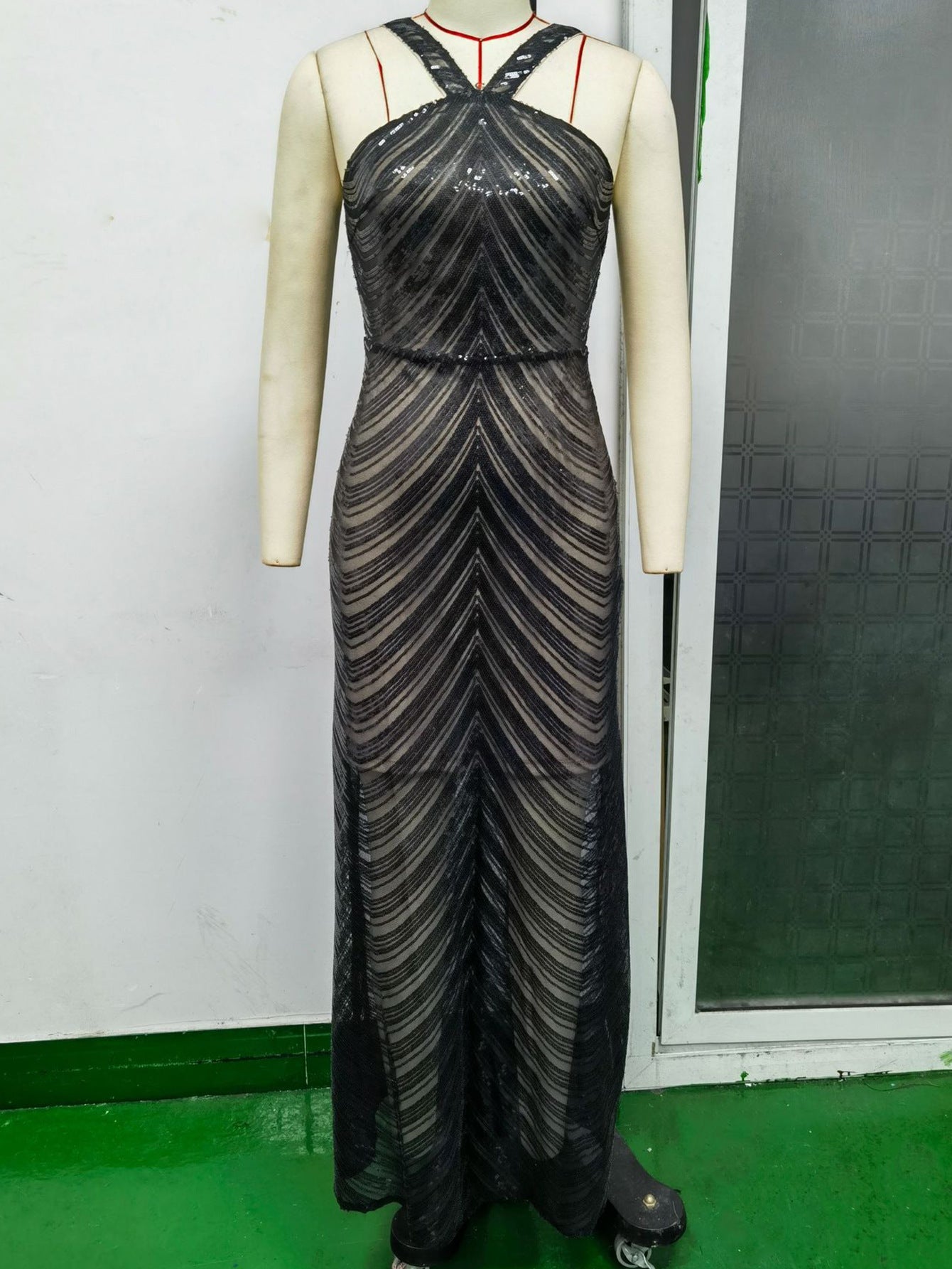 Sexy Halter Backless Retro Sequ Dress Women Clothing Evening Dress by Ragazza