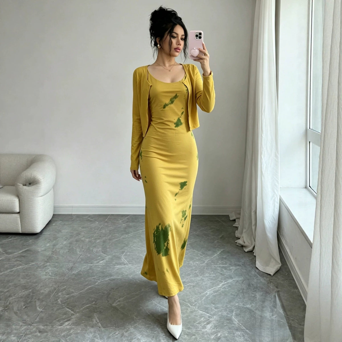 Spring Autumn French Blue Holiday Sexy Wear Slimming Tight Waist Strap Floral Sheath Dress DestGlow