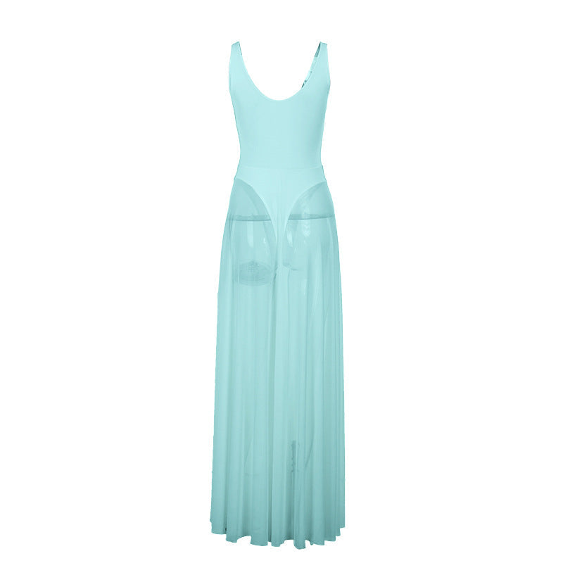 Autumn Sexy Maxi Dress Vacation Slim Fit Mesh A Line Dress DestGlow