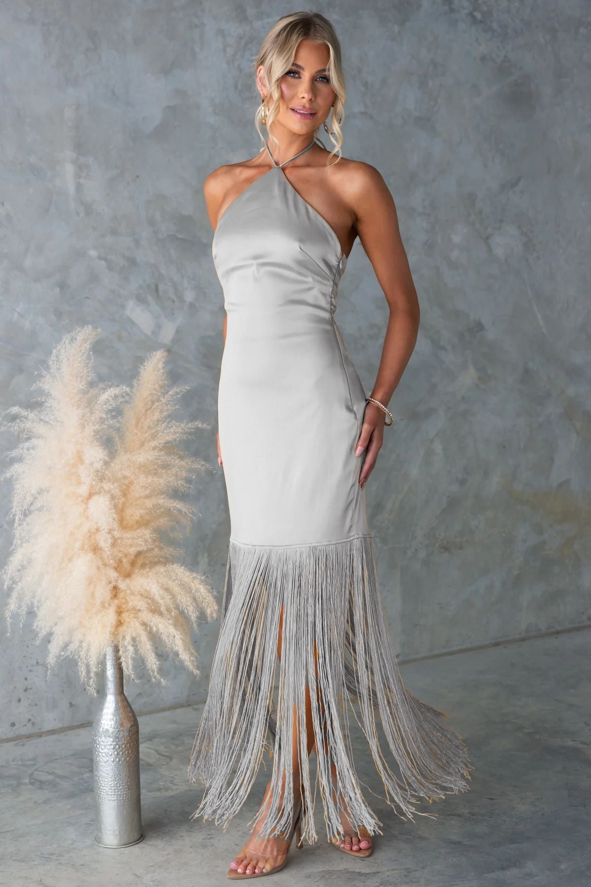 Summer Solid Color off Shoulder Tassel Skinny Sheath Dress Women by Ragazza