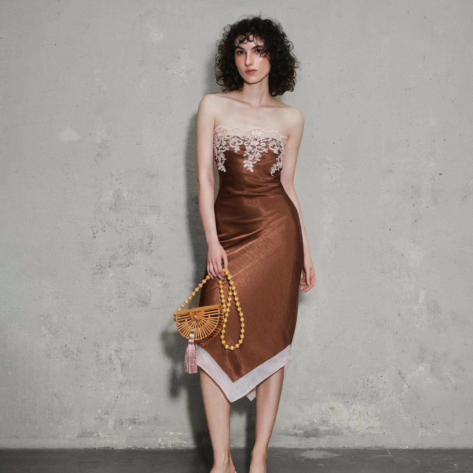 Women Clothing Summer Lace Edge Tube Top High Waist Slim Fit Elegant Lady Sheath Dress for Women DestGlow