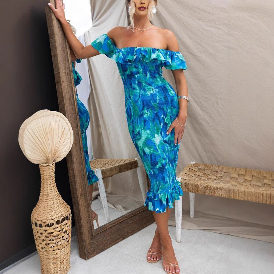 Summer off Shoulder Lace Skinny Sheath Elegant Sexy Dress by Ragazza