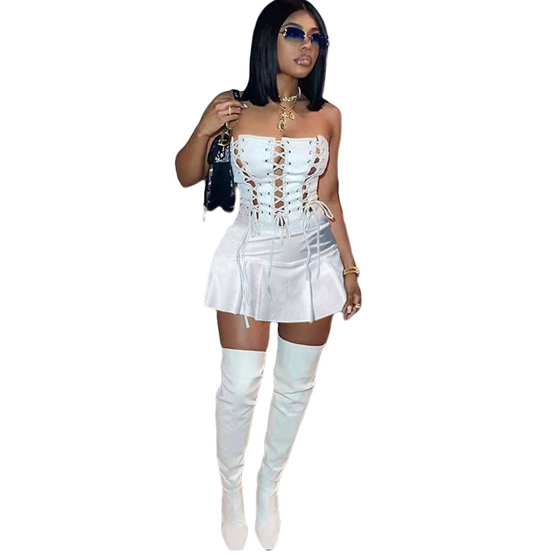 Women Sexy Cutout Eyelet Sleeveless Dress Crisscross by Ragazza