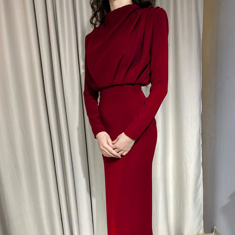 Autumn Waist-Controlled Western Solid Color Long Sleeve Dress by Ragazza