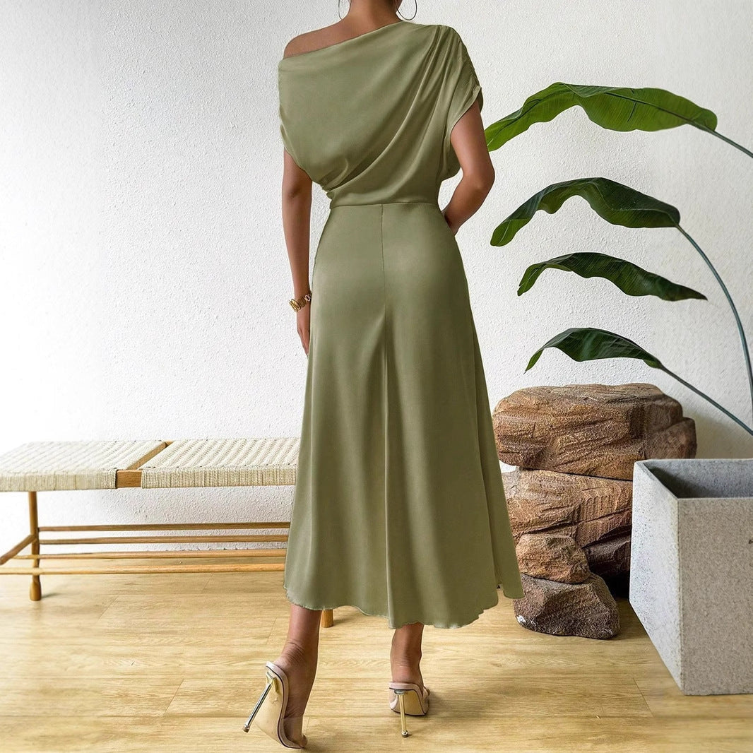 Women Clothing Trendy Summer Satin Satin Women Summer Dress Tight Jumpsuit Long Dress by Ragazza