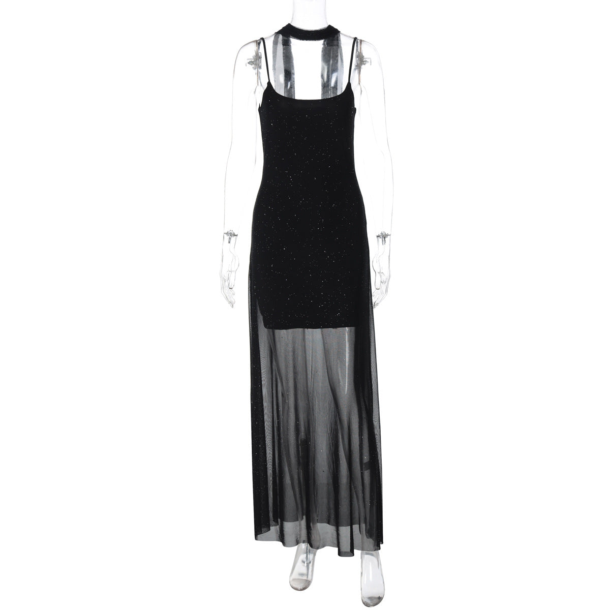 Arrival Solid Color Sexy Adult Lady like Woman See through Tulle Dress Side Slim Strap Ribbon Dress Women by Ragazza