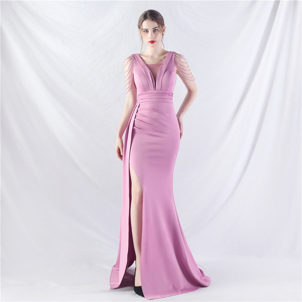 Total Satin Folding Craft Craft Beaded Evening Dress by Ragazza