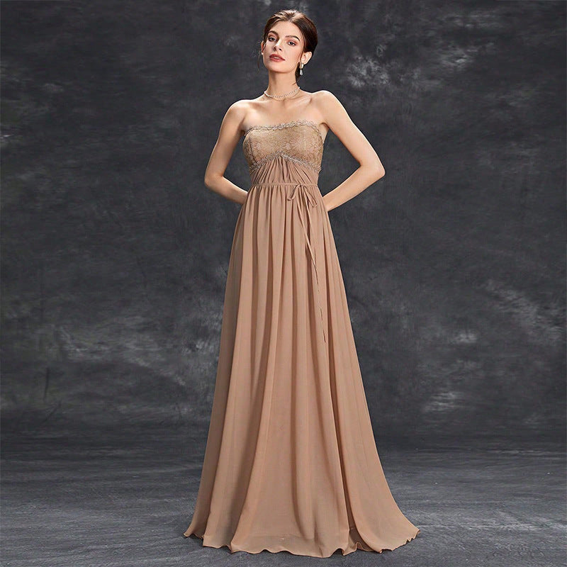 Tube Top Evening Dress Sexy High End Host Women High-End Sense Adult Ceremony Graduation Autumn Winter by Ragazza