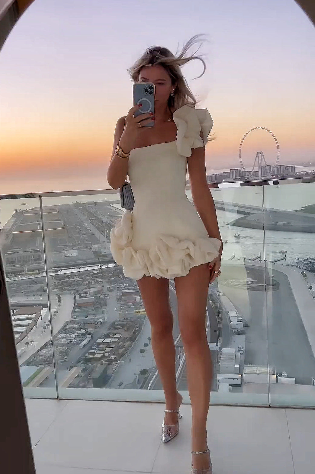 Summer Women Clothing Dress Ruffled Bud Waist Dress One Shoulder Tube Top Hip Dress DestGlow