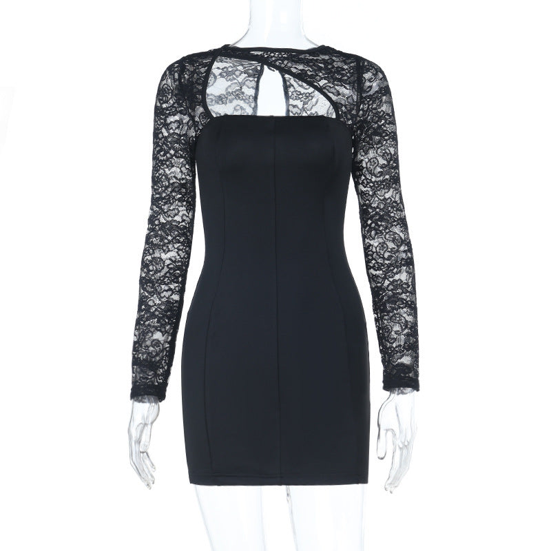 Lace Stitching Long Sleeve Slim Fit Sheath Dress Women Arrival Sexy Dress by Ragazza