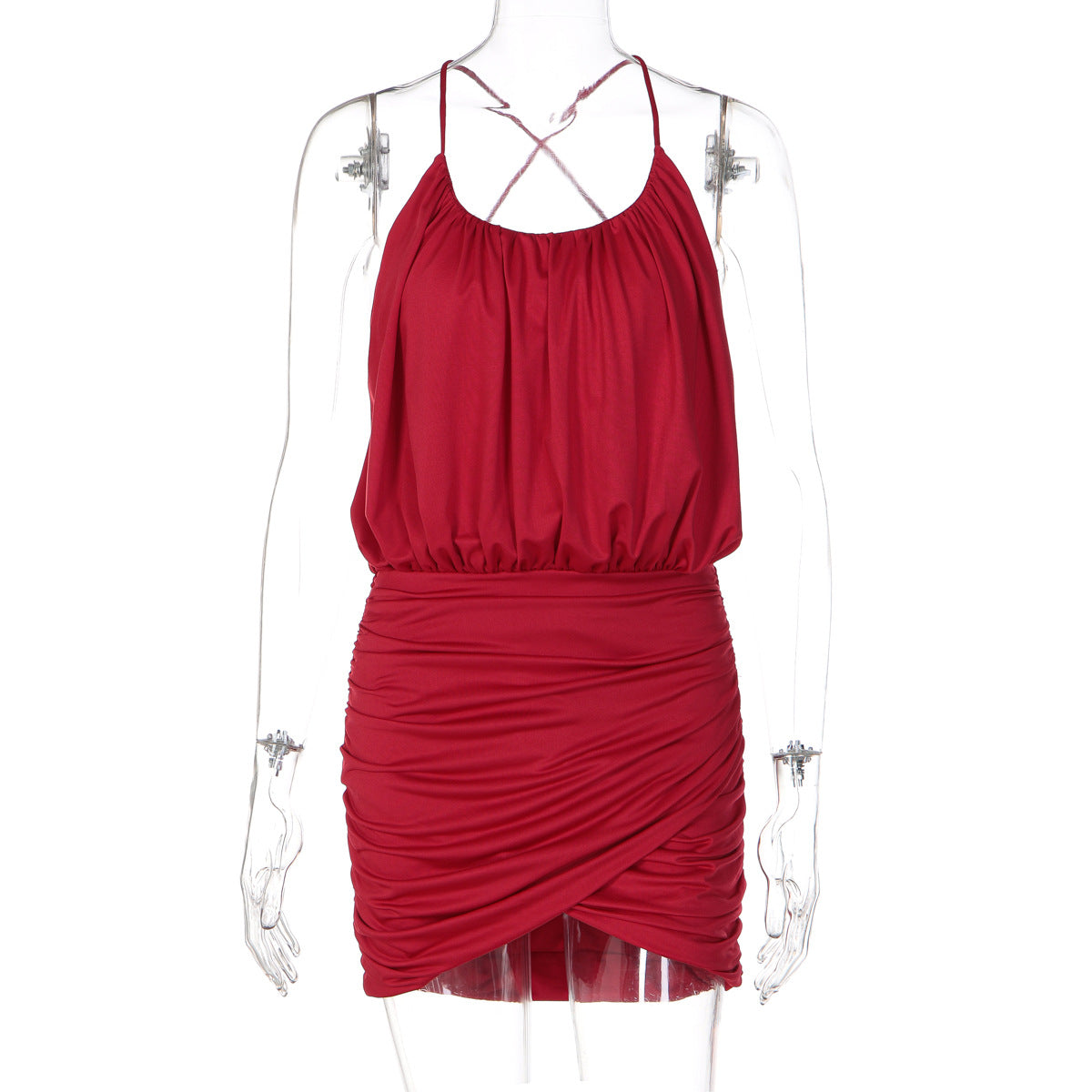 Summer Women Clothing Sexy Sexy Elegant Halter Backless Ruffle Hip Dress DestGlow