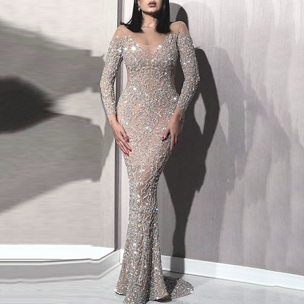 Spring Women Clothing Bronzing Long Sleeve Slim Sexy Dress Cocktail Evening Dress by Ragazza