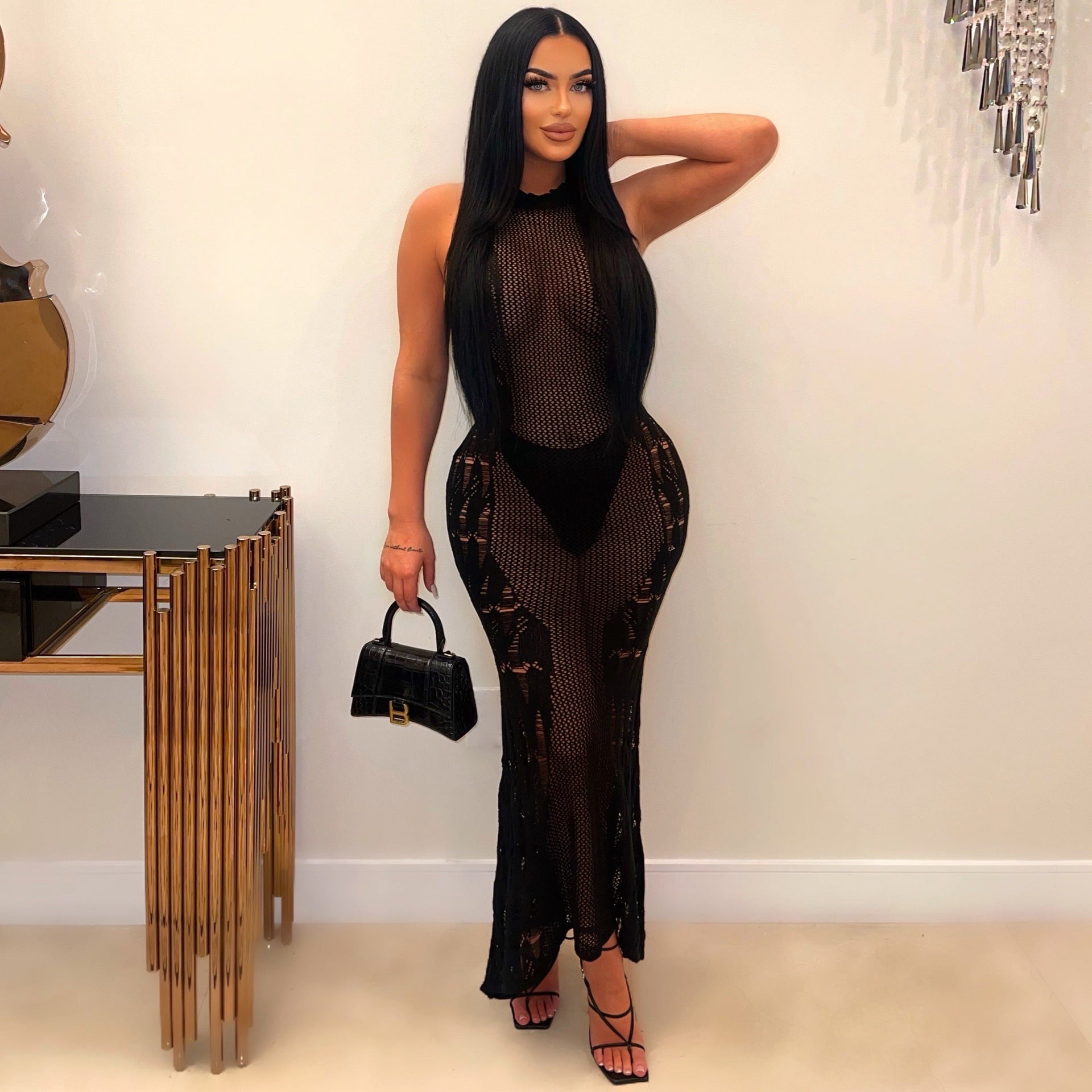 Summer Sexy Women Dress Fashionable Knitted Hollow Out Cutout Beach Dress by Ragazza