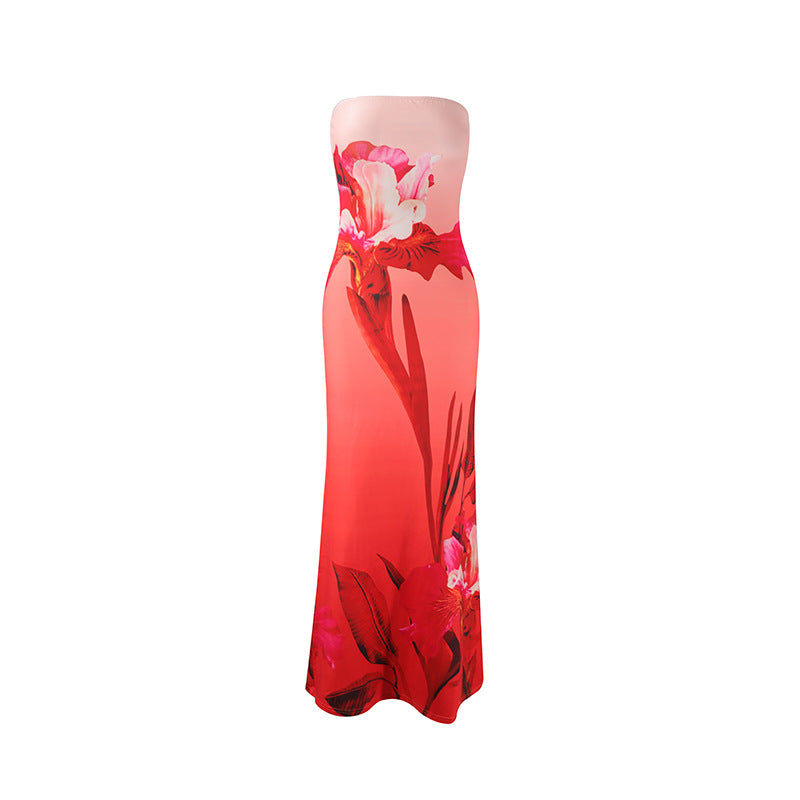 Summer High Class Elegant Sexy Bandeau Slim Fit Long Holiday Dress by Ragazza