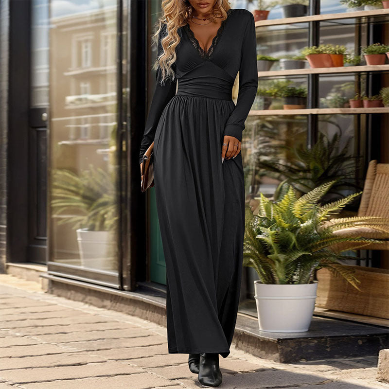 Fall Women Clothing Solid Color Split Slim Fit Dress by Ragazza