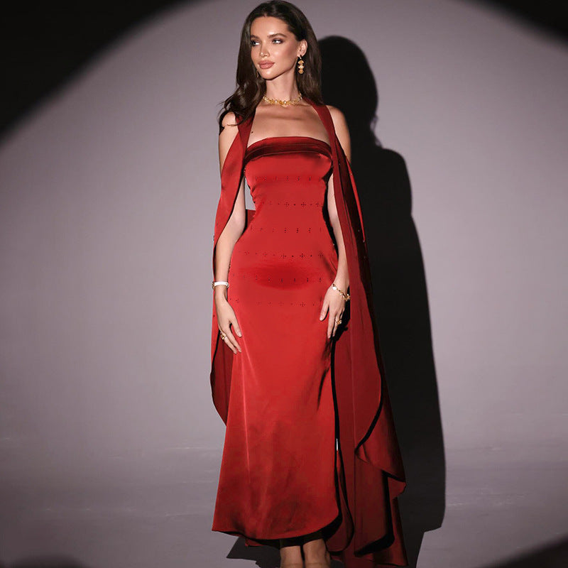 Fall Type Hip Socialite Elegant Sexy Slim Fit Dress Tube Top Dress Women by Ragazza