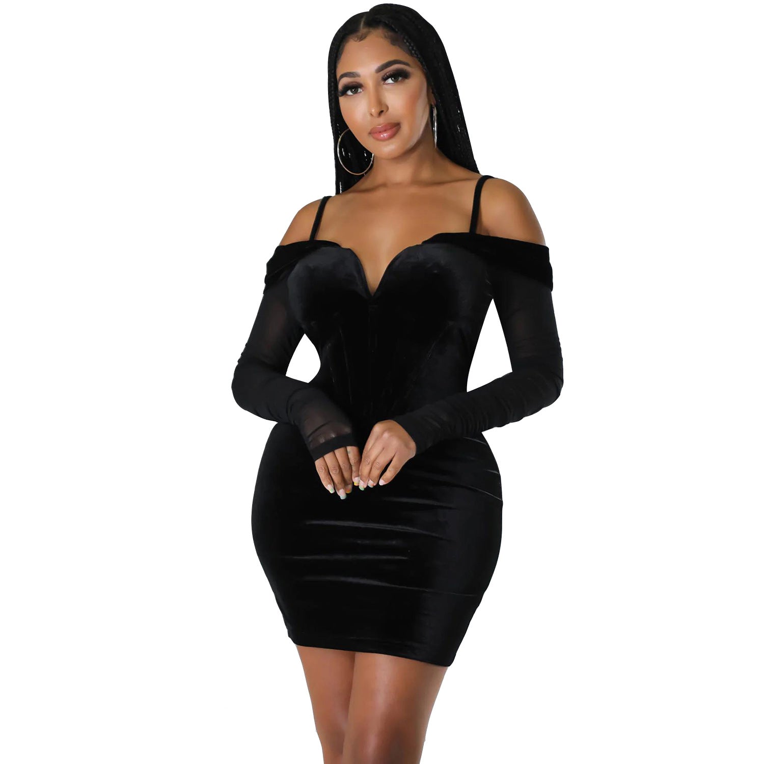 Autumn Winter Women Clothing Sexy Tight Mesh Long Sleeve Dress Women by Ragazza