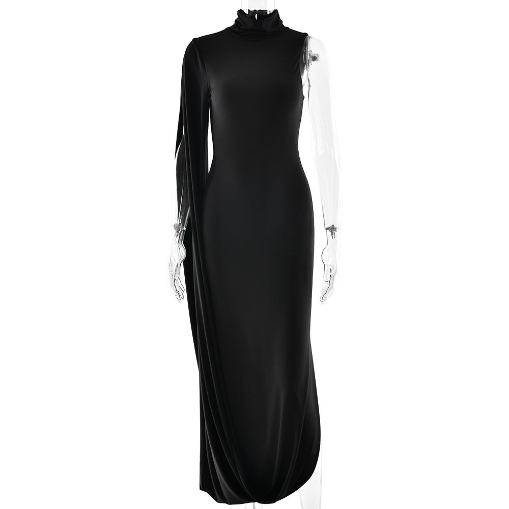 High Grade Wear Women Clothing Solid Color Half Collar off the Shoulder Waist Sexy Split Dress by Ragazza