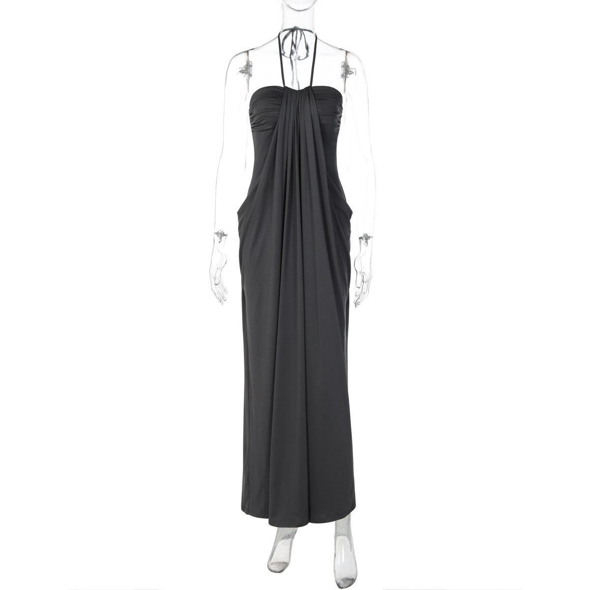 Sexy Tube Top Dress Women Summer Vacation Solid Color Tied Maxi Dress DestGlow