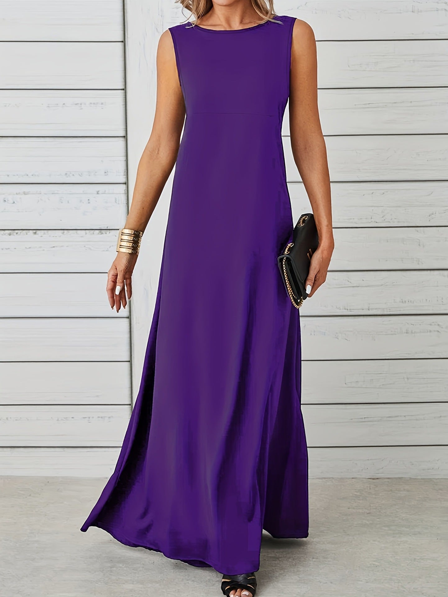 Sexy Sleeveless Dress Solid Color Mid Length Slim Strap Vest Dress by Ragazza
