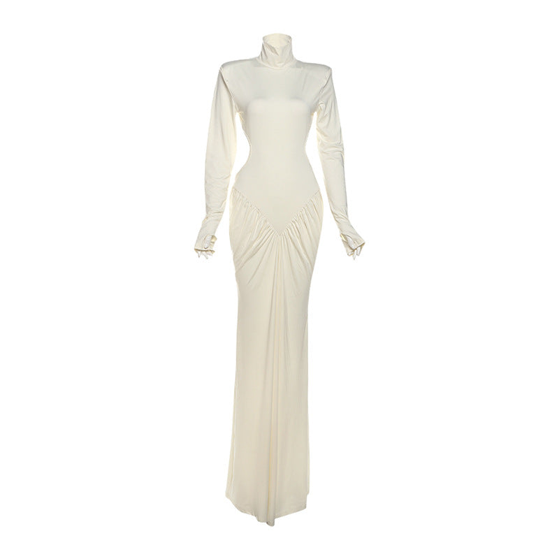 Summer Women Clothing High Collar Slim Sexy Backless Solid Color Maxi Dress by Ragazza