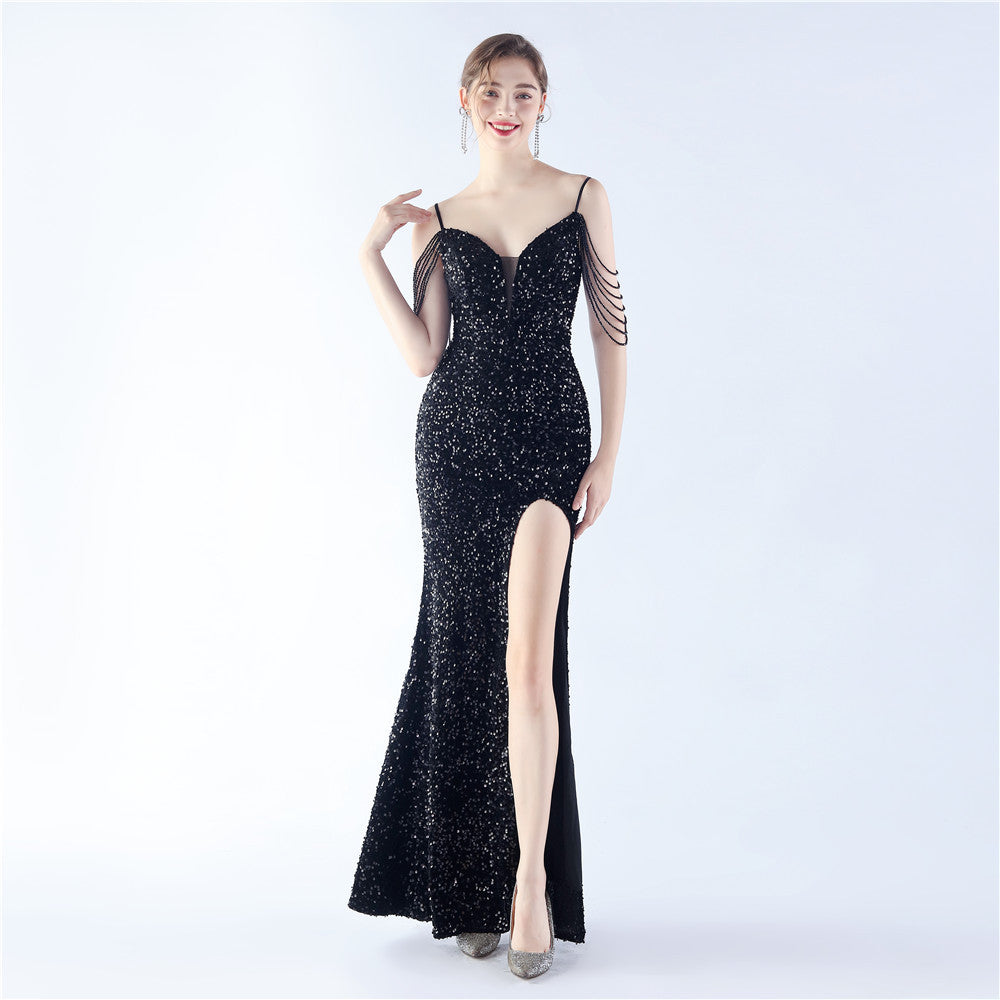 Velvet Bottom Handmade Sequin Craft Beads Sequ Dress by Ragazza